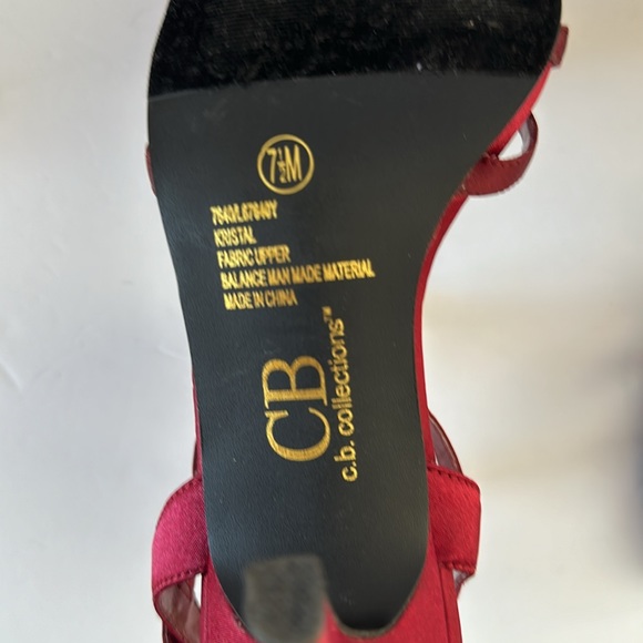 CB Collections Strappy High Heels 7 1/2 Dark Red Burgundy Rhinestone Detail - Picture 8 of 9